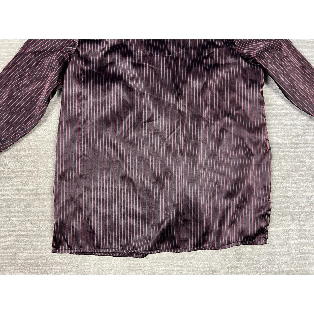 Secret Treasures Pajama Set Womens‎ Large Black Red Pinstripe Satin Long Sleeve